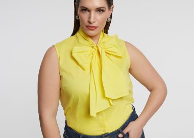 Αμάνικη πουκαμίσα με εντυπωσιακό φιόγκο - MAT FASHION - 