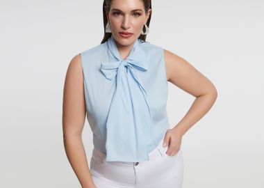 Αμάνικη πουκαμίσα με εντυπωσιακό φιόγκο - MAT FASHION - 