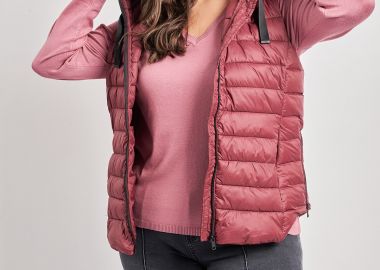 Αμάνικο καπιτονέ μπουφάν με κουκούλα -  - 