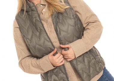 Αμάνικο κοντό plus size με αποσπώμενη κουκούλα σε χακί χρώμα -  - 