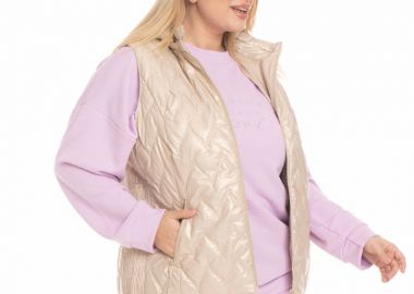 Αμάνικο κοντό plus size με αποσπώμενη κουκούλα σε χρυσό χρώμα -  - 