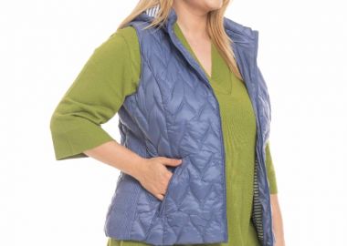 Αμάνικο κοντό plus size με αποσπώμενη κουκούλα σε ίντιγκο χρώμα -  - 