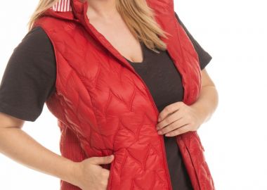 Αμάνικο κοντό plus size με αποσπώμενη κουκούλα σε κόκκινο χρώμα -  - 