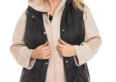 Αμάνικο κοντό plus size με τρουκς σε μαύρο χρώμα -  - 