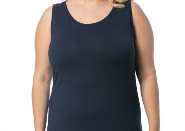 Αμάνικο light τοπ με δαντέλα σε μπλε -  - 