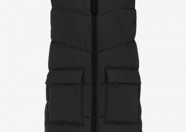 Αμάνικο μακρύ μπουφάν με μεγάλες τσέπες σε μαύρο χρώμα -  - 