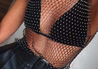 ΑΜΑΝΙΚΟ ΜΑΥΡΟ ΤΟΠ ΔΙΧΤΥ- STRASSY - fashionroom - 