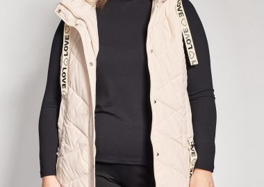 Αμάνικο μπουφάν με κουκούλα και κορδόνια με λογότυπο LOVE -  - 