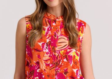 Αμάνικο πουκάμισο με exotic τύπωμα από βισκόζη - FUNKY BUDDHA - 