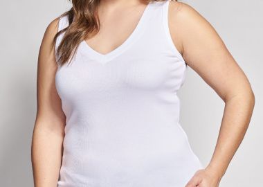 Αμάνικο Ριπ Τοπ με V Λαιμόκοψη -  - 