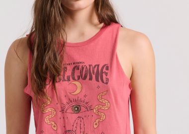 Αμάνικο t-shirt με τύπωμα σε boho look - FUNKY BUDDHA - 