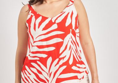 Αμάνικο τοπ εμπριμέ τρόπικαλ όψη λινό -  - 