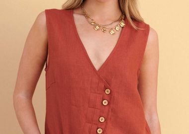 Αμάνικο τοπ λινό ασύμμετρο - 5206179080279 -  - 