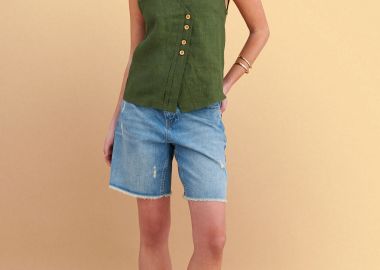 Αμάνικο τοπ λινό ασύμμετρο - 5206179080323 -  - 