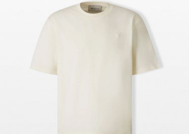 AMI PARIS Ανδρικό Λευκό Embossed Ami De Coeur T-Shirt - AMI PARIS - 