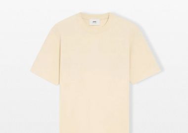 AMI PARIS Ανδρικό Λευκό Embossed Ami De Coeur T-Shirt - AMI PARIS - 