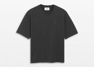 AMI PARIS Ανδρικό Μαύρο Ami De Coeur Embossed T-Shirt - AMI PARIS - 