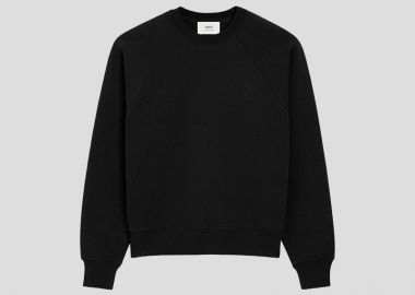 AMI PARIS Ανδρικό Μαύρο Black Cotton Ami De Coeur Sweatshirt - AMI PARIS - 