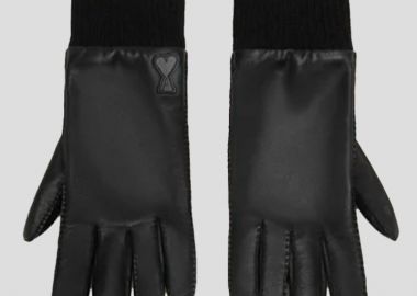 AMI PARIS Ανδρικό ΜΑΥΡΟ Leather Patch Gloves - AMI PARIS - 