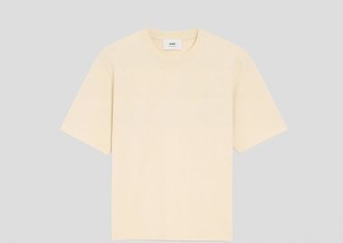 AMI PARIS Ανδρικό Μπεζ White Cotton Ami De Coeur T-Shirt - AMI PARIS - 