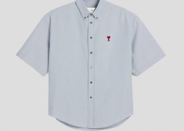 AMI PARIS Ανδρικό Μπλε Boxy Fit Short Sleeves Shirt - AMI PARIS - 