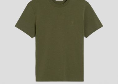 AMI PARIS Ανδρικό Πράσινο Green Cotton Ami de Coeur T-Shirt - AMI PARIS - 