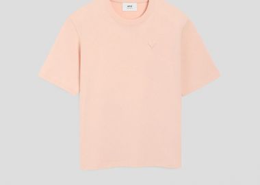 AMI PARIS Ανδρικό Ροζ Ami De Coeur Embossed T-Shirt - AMI PARIS - 