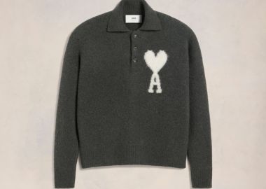 AMI Paris Large Heart Knitted Polo UPL325KN0032061 MBS - Ami Paris - 