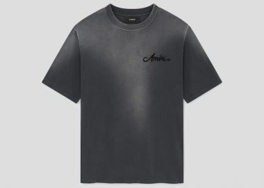 AMIRI Ανδρικό Γκρι Bleach Bandana Patch T-Shirt - AMIRI - 