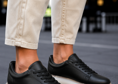 Ανδρικά ασπρόμαυρα δίσολα Sneakers λαστιχένια σόλα CH295 - CHEKICH - 