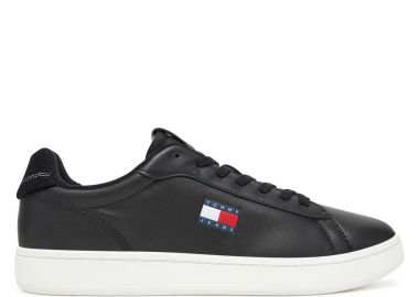 Ανδρικά Δερμάτινα Sneakers Tommy Hilfiger EM0EM01596 BDS Μαύρα - Tommy Hilfiger - 