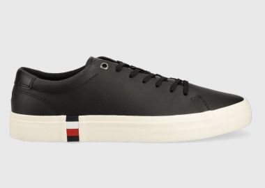 Ανδρικά Δερμάτινα Sneakers Tommy Hilfiger FM0FM04589 BDS Μαύρα - Tommy Hilfiger - 