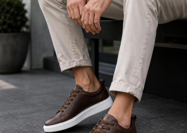 Ανδρικά καφέ δερμάτινα casual Sneakers HG175542K - Huxley and Grace - 