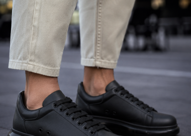 Ανδρικά μαύρα δίσολα Sneakers λαστιχένια σόλα CH295M - CHEKICH - 
