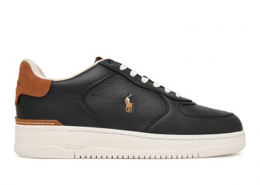 ΑΝΔΡΙΚΑ ΠΑΠΟΥΤΣΙΑ POLO RALPH LAUREN MASTERS CRT SNEAKERS ΔΕΡΜΑ ΜΑΥΡΟ - POLO RALPH LAUREN - 