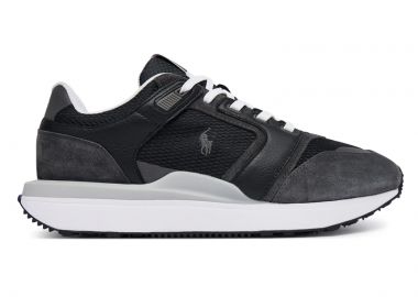 ΑΝΔΡΙΚΑ ΠΑΠΟΥΤΣΙΑ POLO RALPH LAUREN TRN 89 SNEAKERS ΔΕΡΜΑ ΜΑΥΡΟ - POLO RALPH LAUREN - 