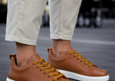 Ανδρικά ταμπά δερμάτινα casual Sneakers HG175542T - Huxley and Grace - 