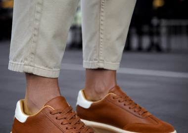 Ανδρικά ταμπά δερμάτινα Sneakers με suede λεπτομέρεια HG177817T - Huxley and Grace - 