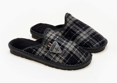 Ανδρικές καρό παντόφλες - Μαύρο - Issue - 