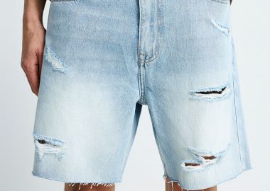 Ανδρική baggy βερμούδα τζην με destroyed effects - FUNKY BUDDHA - 