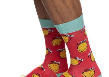 ΑΝΔΡΙΚΗ ΒΑΜΒΑΚΕΡΗ ΚΑΛΤΣΑ ΙΝΙΖΙΟ ΣΧΕΔΙΟ ΛΕΜΟΝΙΑ 4195-02-3 ΚΟΚΚΙΝΟ - INIZIO - 