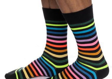 ΑΝΔΡΙΚΗ ΒΑΜΒΑΚΕΡΗ ΚΑΛΤΣΑ ΙΝΙΖΙΟ ΣΧΕΔΙΟ ΠΟΛΥΧΡΩΜΕΣ ΡΙΓΕΣ 4195-00-1 ΜΑΥΡΟ - INIZIO - 