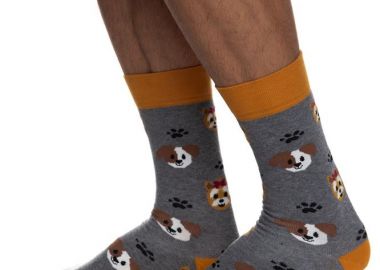 ΑΝΔΡΙΚΗ ΒΑΜΒΑΚΕΡΗ ΚΑΛΤΣΑ ΙΝΙΖΙΟ ΣΧΕΔΙΟ ΣΚΥΛΑΚΙΑ 4195-05-1 ΓΚΡΙ - INIZIO - 