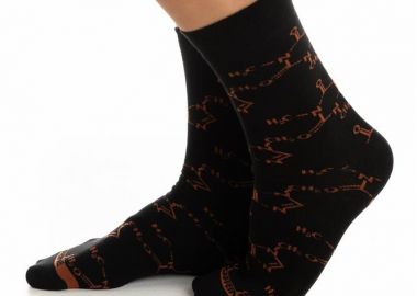 ΑΝΔΡΙΚΗ ΒΑΜΒΑΚΕΡΗ ΚΑΛΤΣΑ ΜΕ ΣΧΕΔΙΟ ΧΗΜΙΚΟΥΣ ΤΥΠΟΥΣ 4127-2 ΜΑΥΡΟ - INIZIO - 