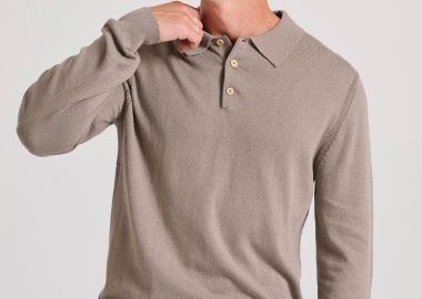 Ανδρική cashmere blend πλεκτή polo μπλούζα - FUNKY BUDDHA - 