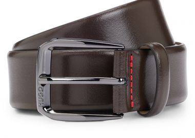 ΑΝΔΡΙΚΗ ΔΕΡΜΑΤΙΝΗ ΖΩΝΗ GIUEL_SZ35 ΣΚΟΥΡΟ ΚΑΦΕ - HUGO - 