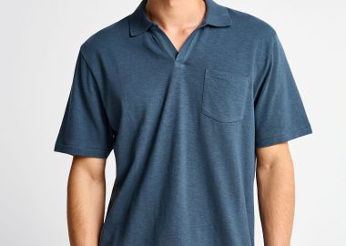 Ανδρική μονόχρωμη μπλούζα polo relaxed fit - FUNKY BUDDHA - 