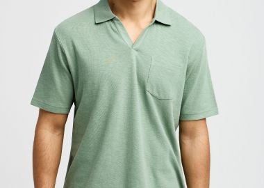 Ανδρική μονόχρωμη μπλούζα polo relaxed fit - FUNKY BUDDHA - 