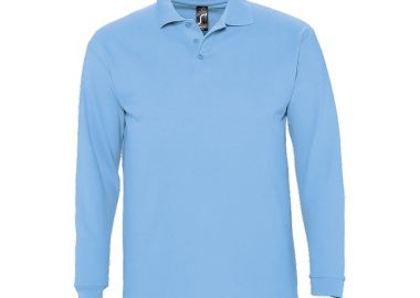Ανδρική Μπλούζα Polo 11353 SOL'S Winter II Μακρυμάνικη Πικέ Sky Blue Pique - SOLS - 