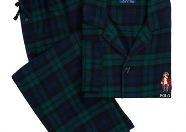 ΑΝΔΡΙΚΗ ΠΙΤΖΑΜΑ ΜΑΚΡΥΜΑΝΙΚΗ SET POLO BEAR PLAID FLANNEL ΜΑΥΡΟ - POLO RALPH LAUREN - 